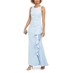 NWT Vince Camuto Powder Blue Sleeveless Ruffle Slit Gown